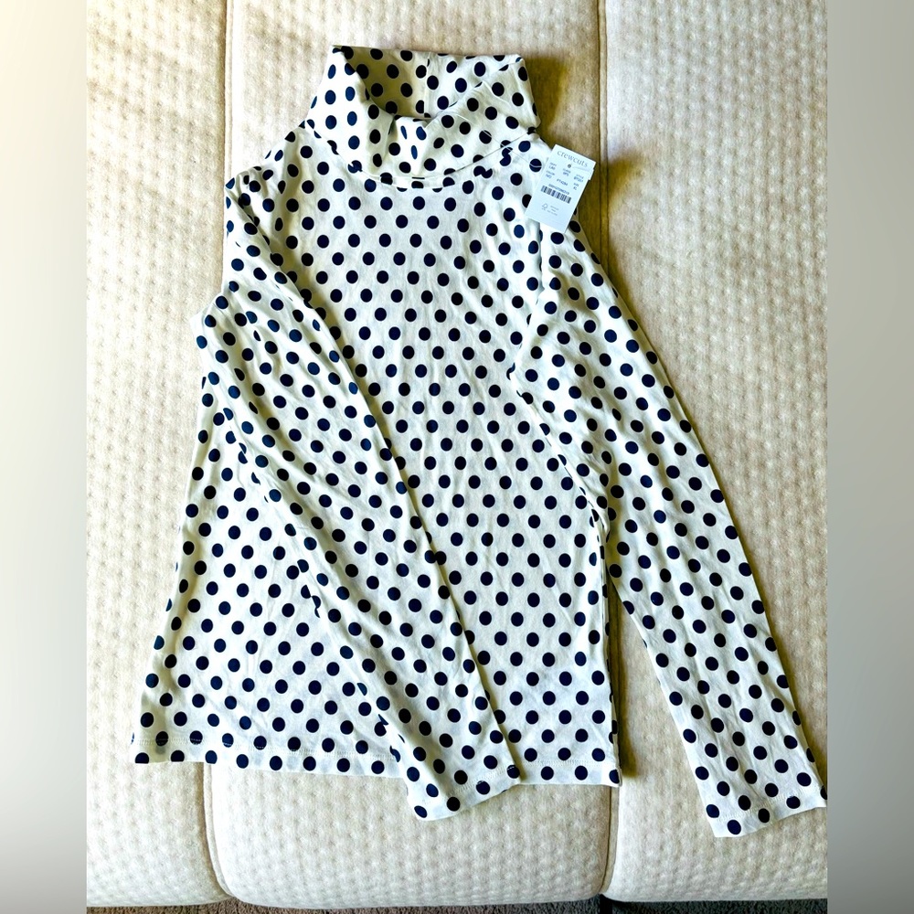 Crew cuts navy blue polka dot girls tissue turtleneck. Size XL 12-14.